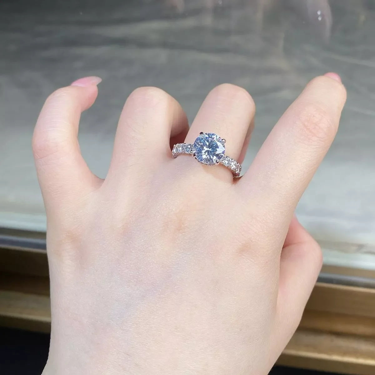 Round Solitaire 3 Carat 925 Sterling Silver Moissanite Ring for Women