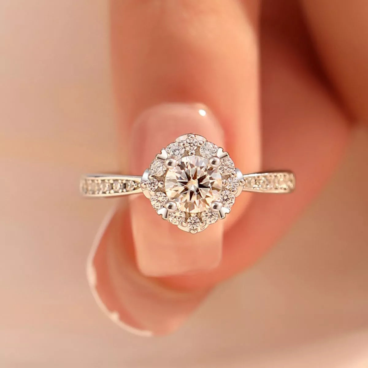 1 Carat 925 Sterling Silver Moissanite Ring for Women