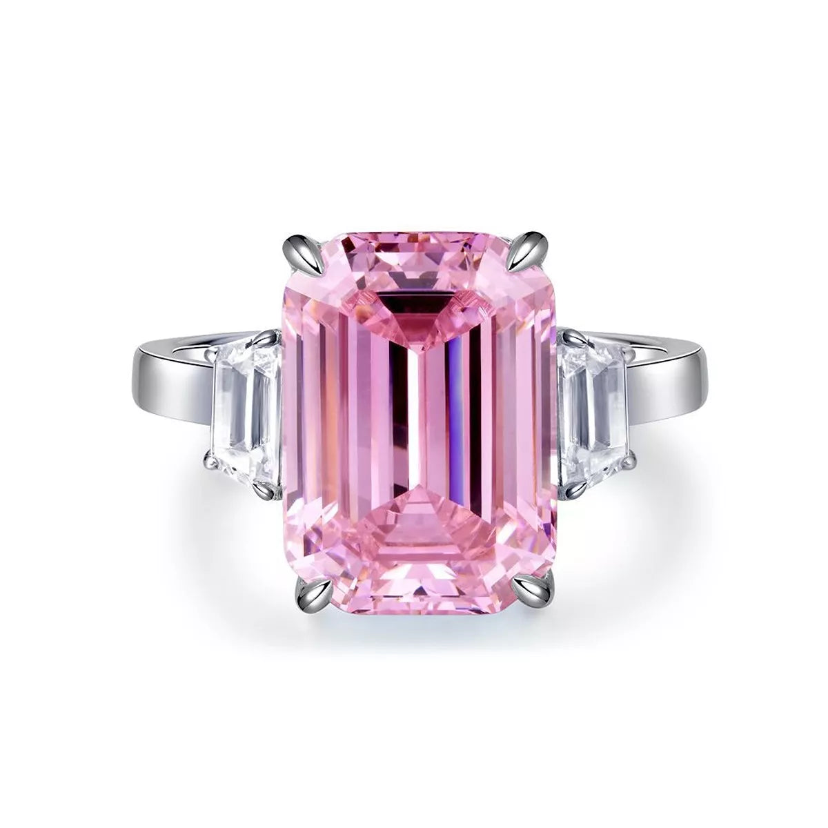 925 Sterling Silver Geometric Ring for Women in Blush Pink
