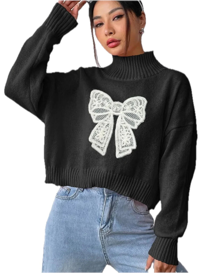 Bow Turtleneck Sweater