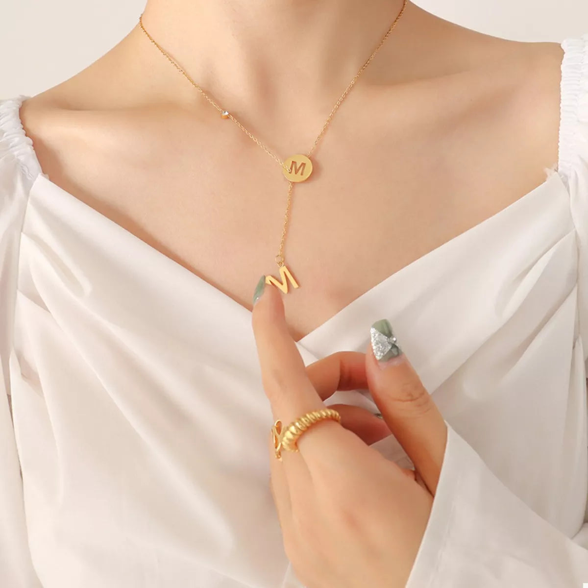 18K Gold-Plated Titanium Steel Letter Pendant Necklace – image 2 | Lilixa Trending Jewelry