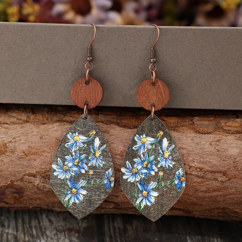 Flower Geometrical Shape Wooden Earrings – image 1 | Lilixa Trending Jewelry