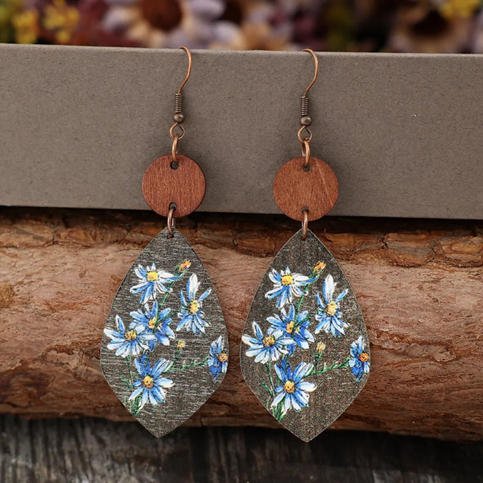 Flower Geometrical Shape Wooden Earrings – image 1 | Lilixa Trending Jewelry