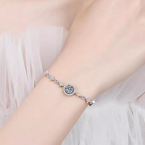 1 Carat Moissanite 925 Sterling Silver Bracelet for Women