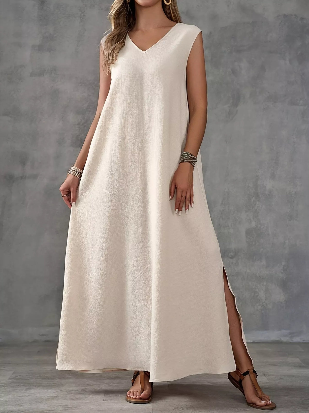 V-Neck Side Slit Maxi Dress