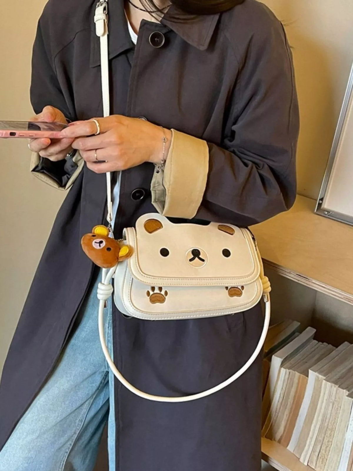 Cartoon Bear Crossbody Bag for Women