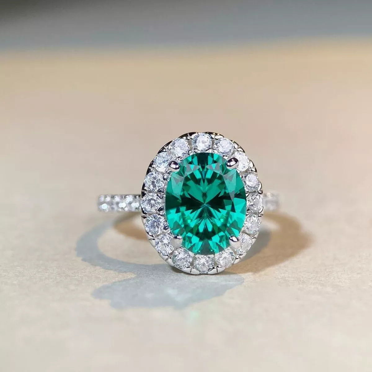 925 Sterling Silver Oval Zircon Ring for Women
