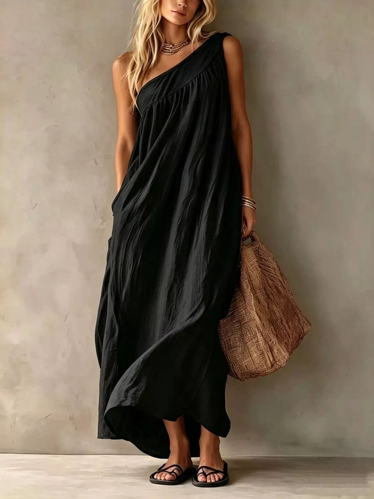 One Shoulder Maxi Dress Plus Size
