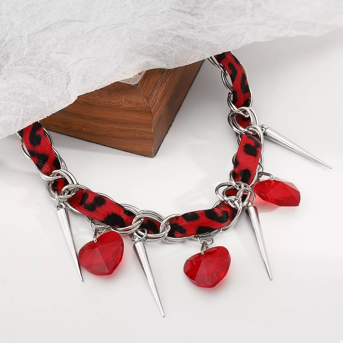 Heart Charm Choker Necklace with Metal Spikes – image 6 | Lilixa Trending Jewelry
