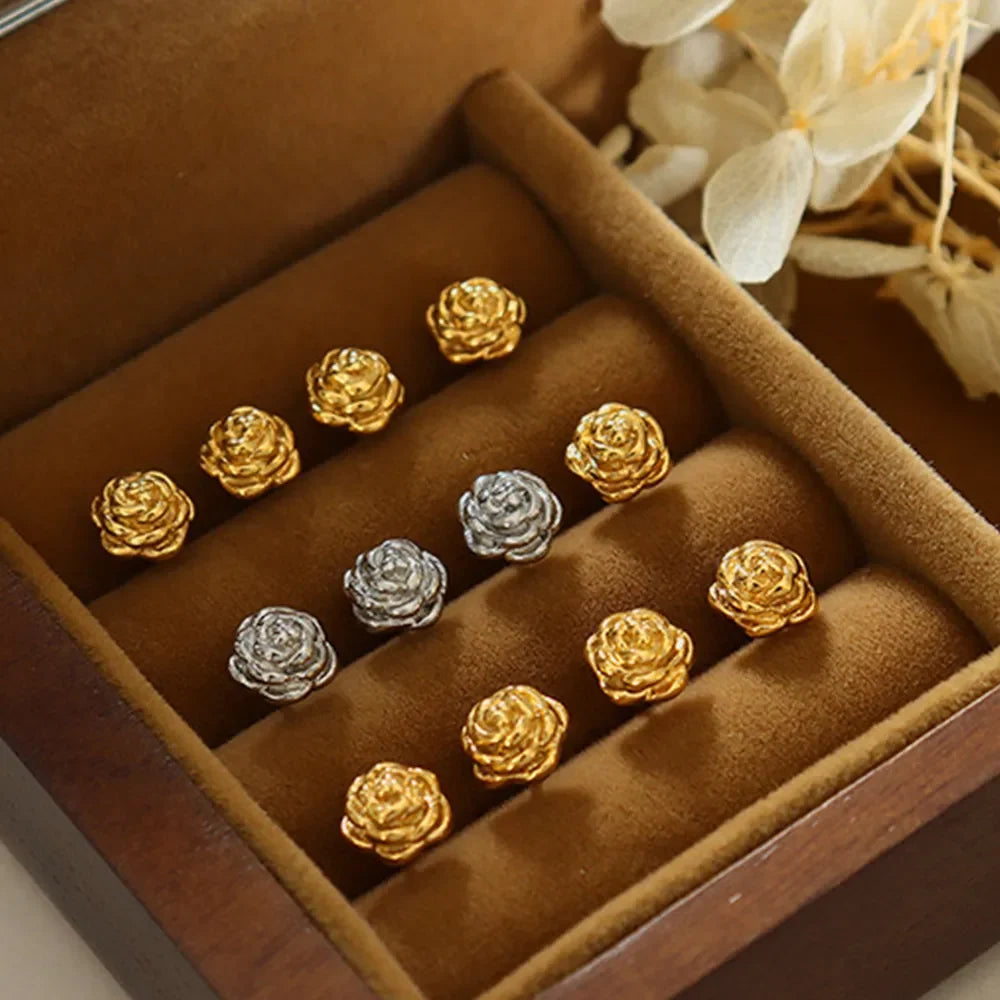 Titanium Steel Rose Stud Earrings – image 1 | Lilixa Trending Jewelry
