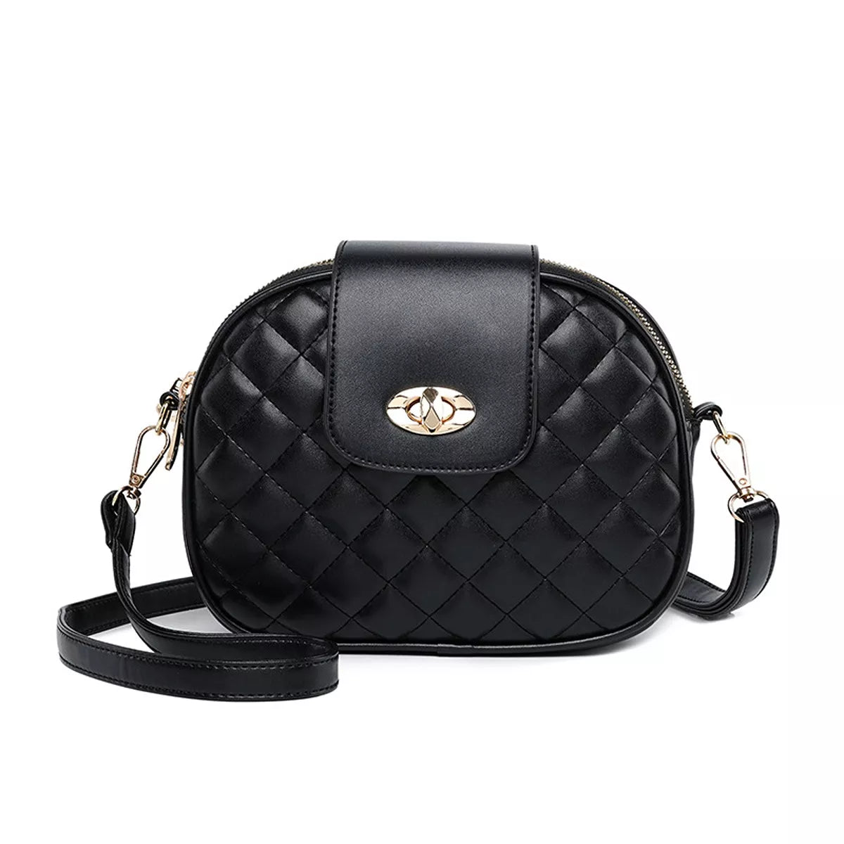 Quilted Turn Lock Crossbody Bag for Women