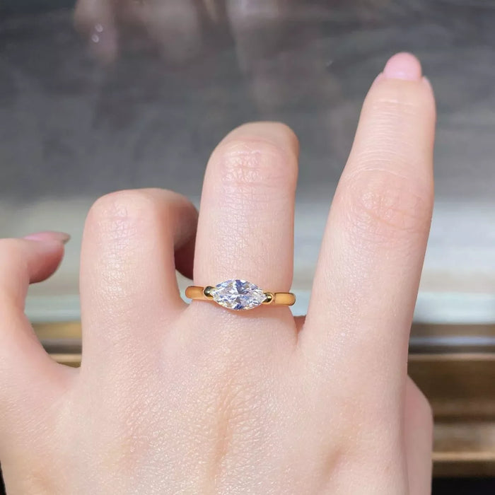 925 Sterling Silver Marquise-Cut Ring for Women