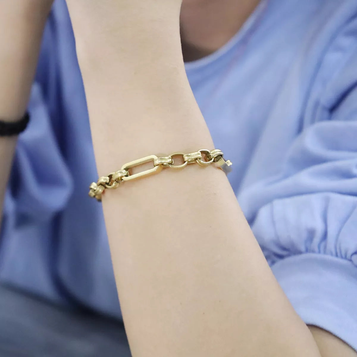 18K Gold-Plated Chunky Gold Chain Link Bracelet for Women