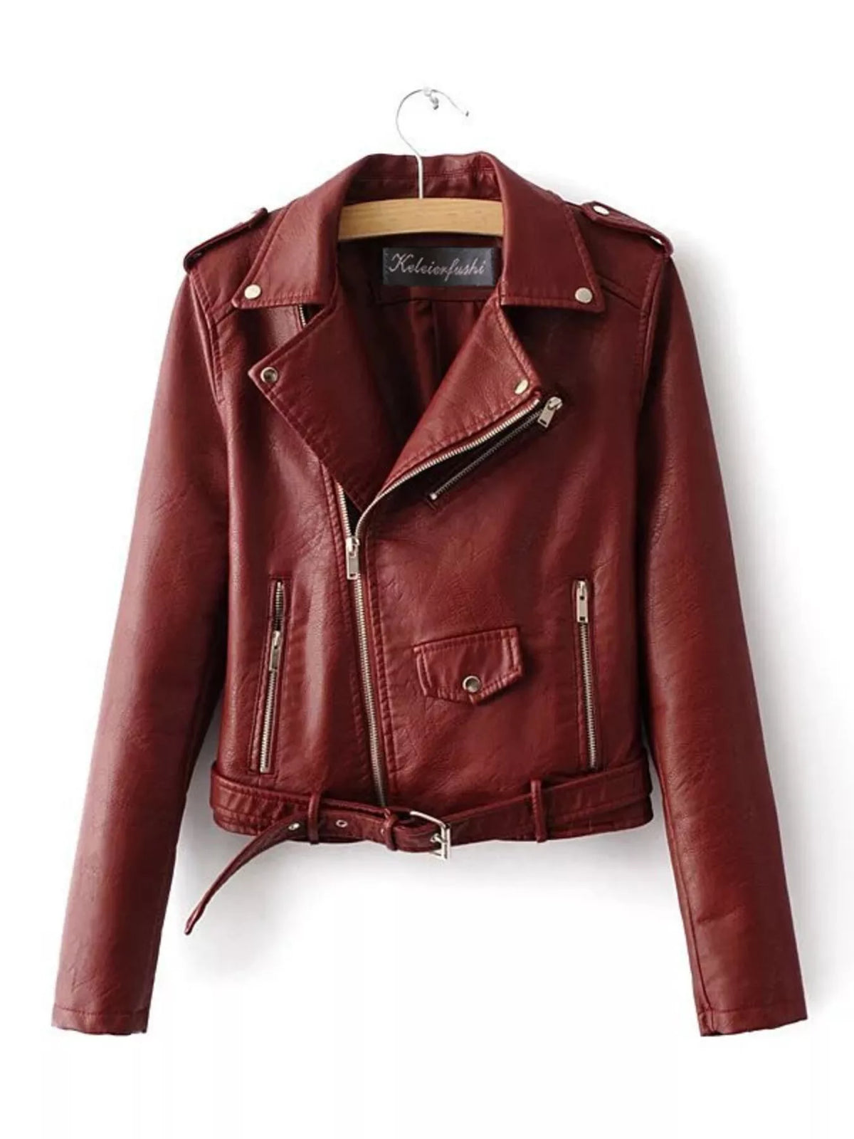 Full Size Zip Up Leather Motorcycle Biker Jacket for Women Plus Size