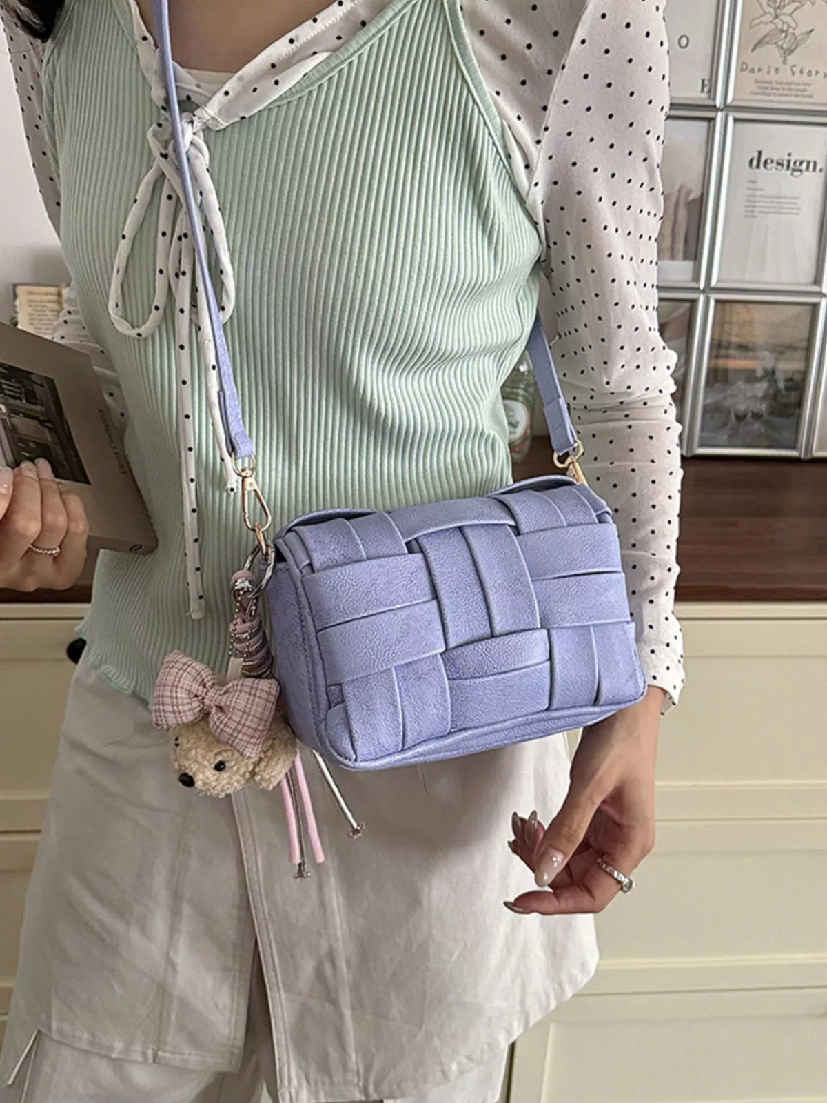 Woven Texture Crossbody Bag in Purple
