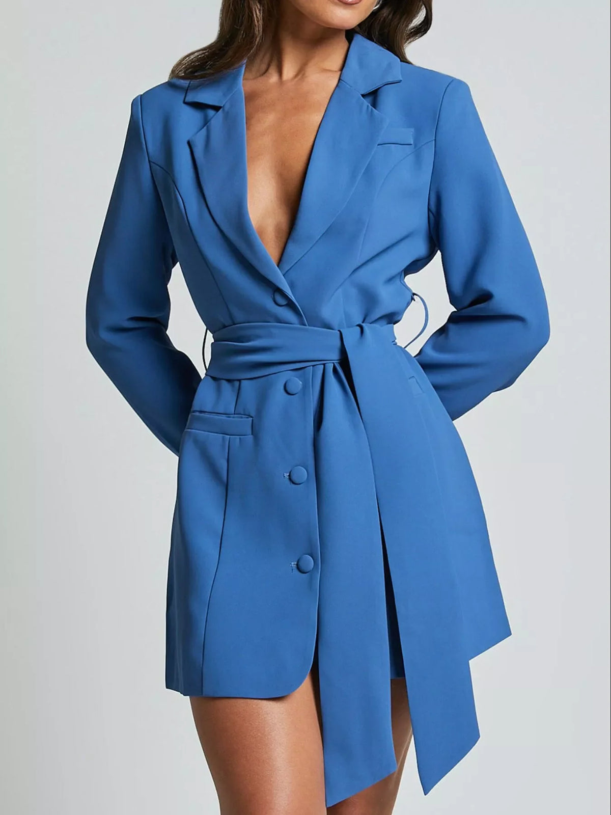 Tie Waist Lapel Blazer