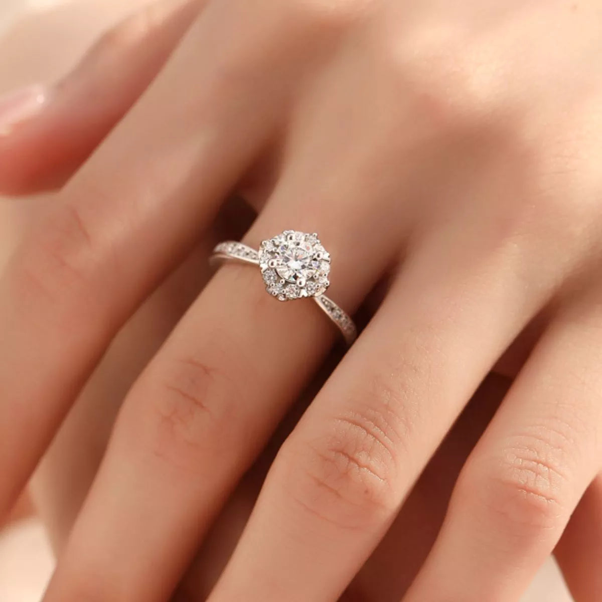 1 Carat 925 Sterling Silver Moissanite Ring for Women