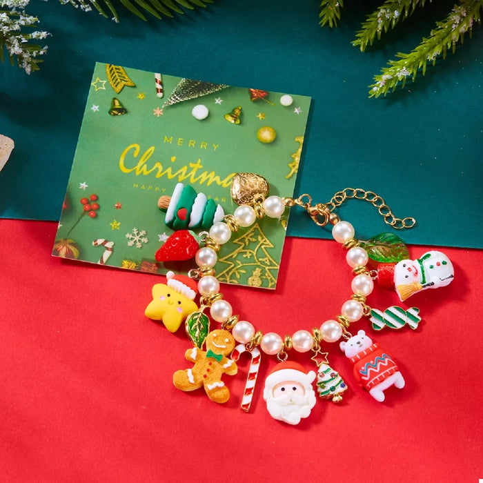 Christmas Charm Pearl Bracelet for Women