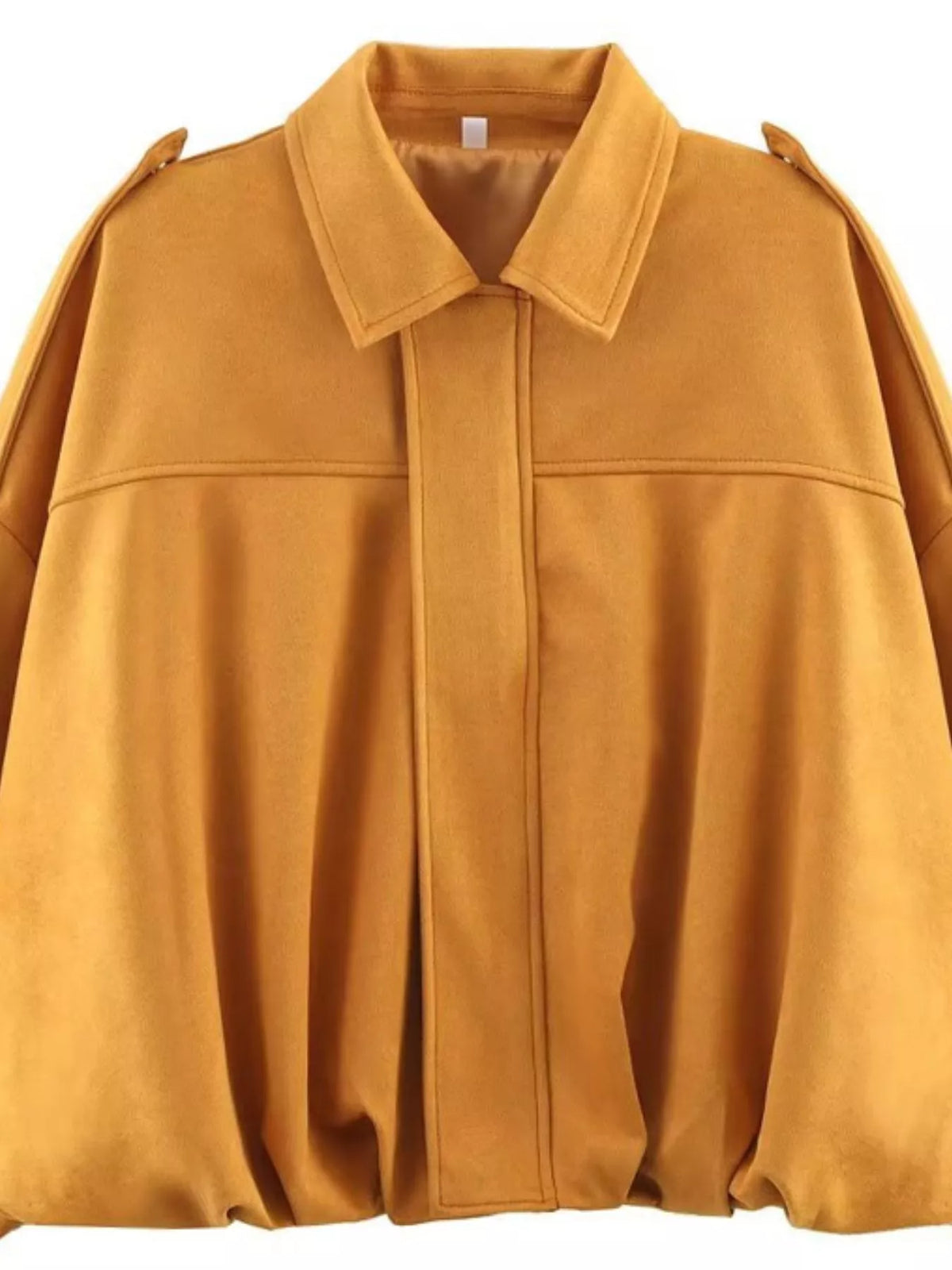 Collared Neck Dropped Shoulder Jacket for Women