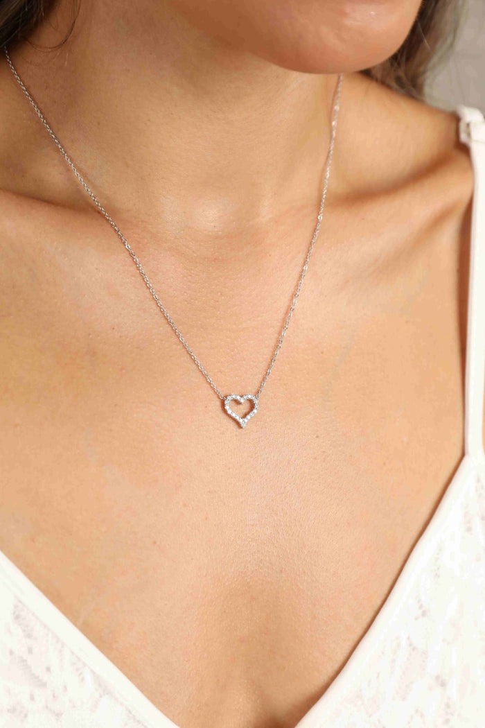 Adored Moissanite Platinum-Plated Heart Necklace for Women