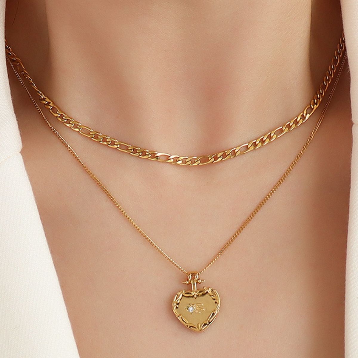 Heart Shape Double-Layered Stainless Steel Necklace – image 3 | Lilixa Trending Jewelry