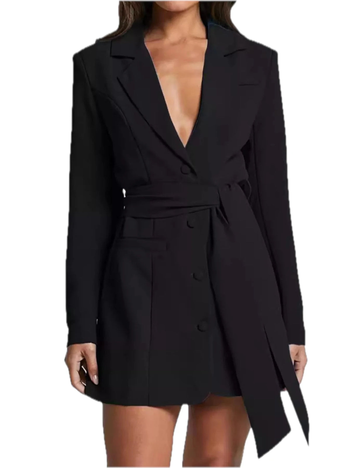 Tie Waist Lapel Blazer
