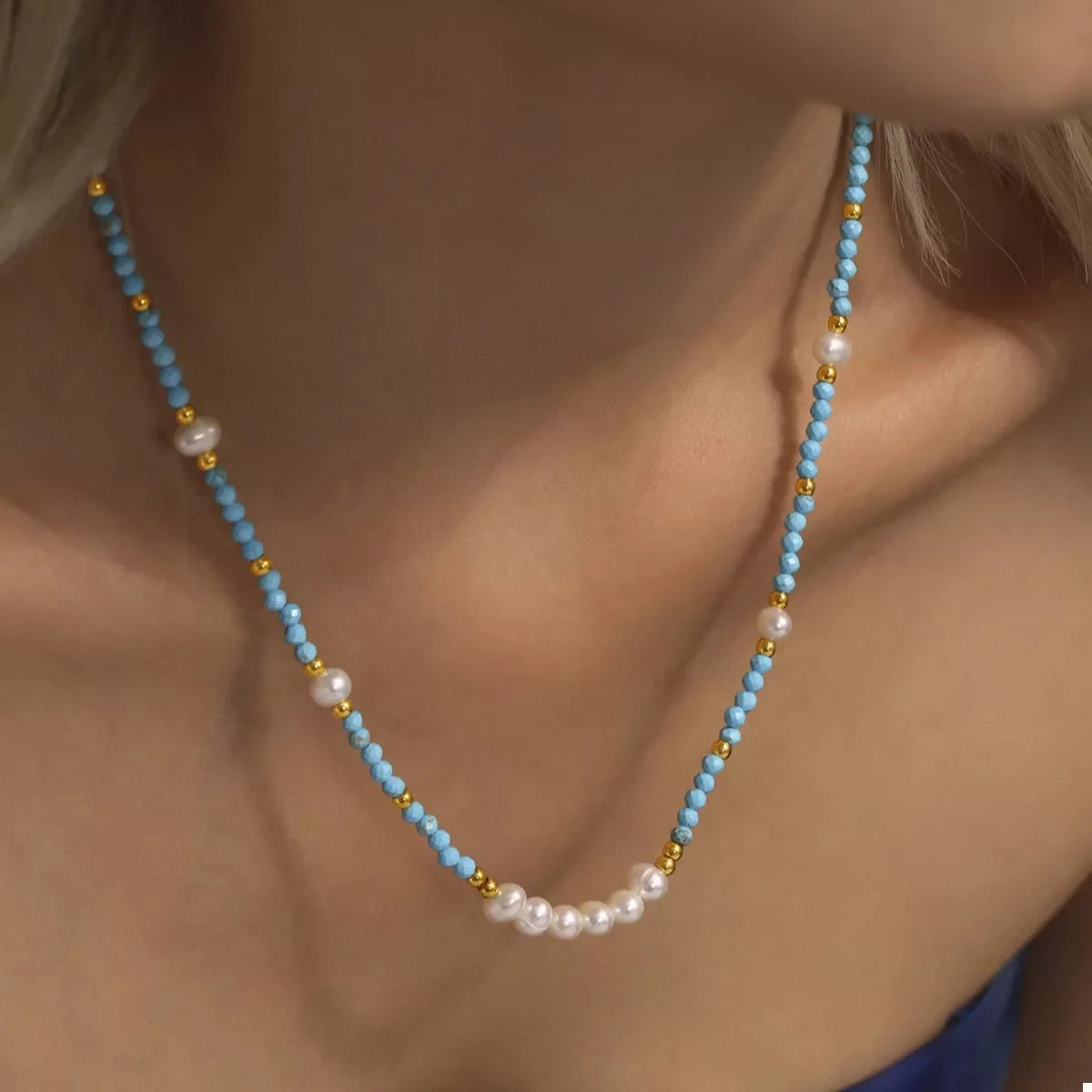 Turquoise Pearl Beaded Necklace – image 1 | Lilixa Trending Jewelry