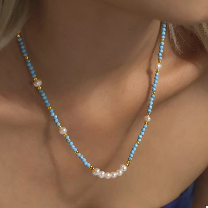 Turquoise Pearl Beaded Necklace – image 1 | Lilixa Trending Jewelry