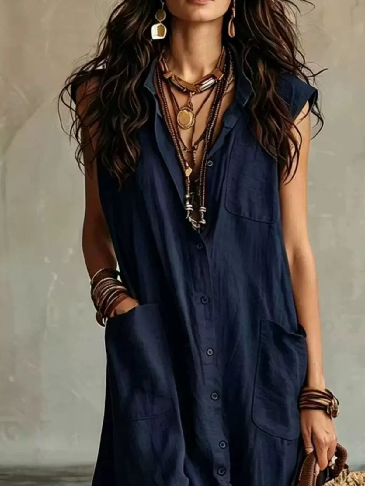 Linen Button Down Maxi Dress