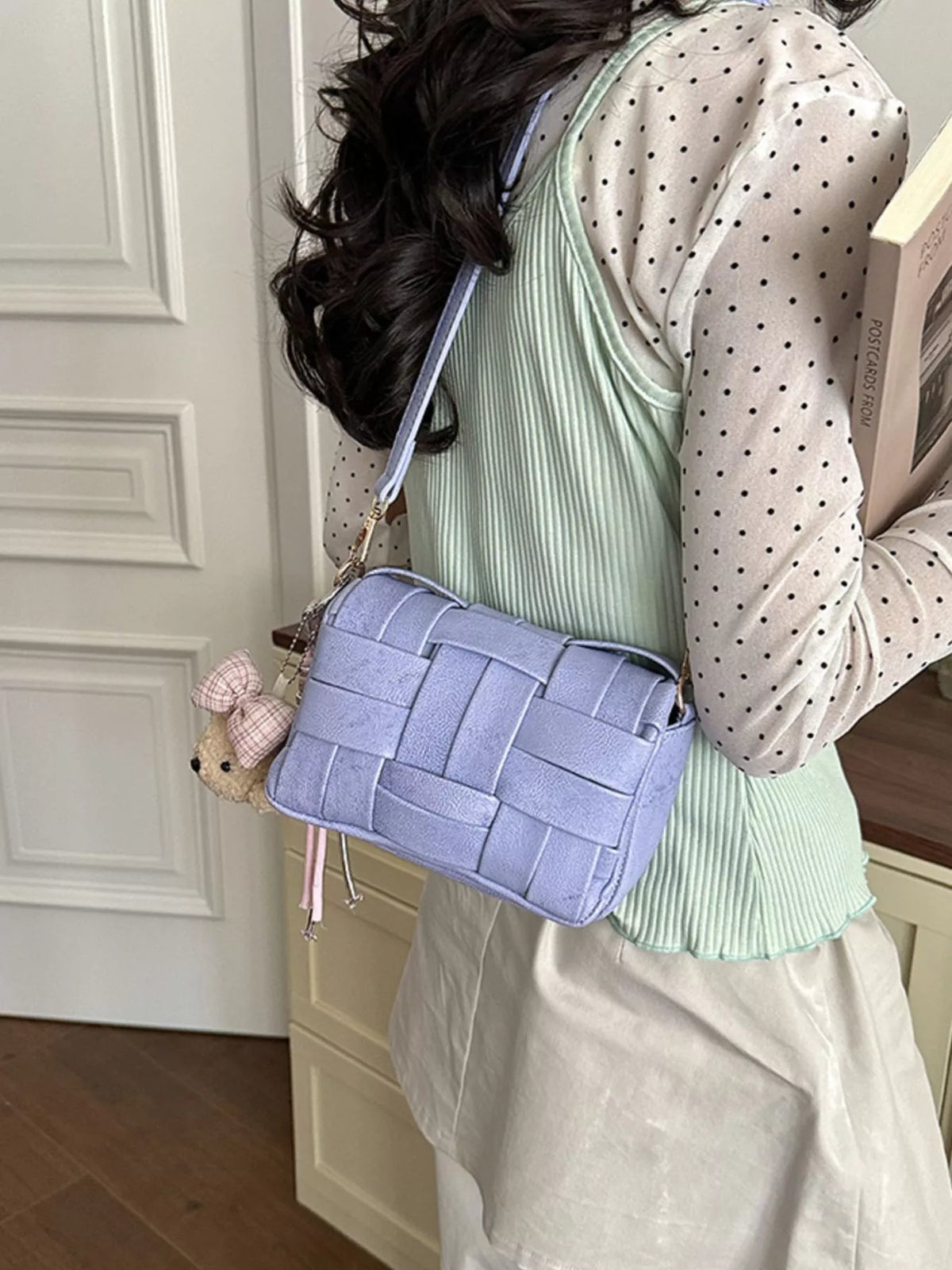 Woven Texture Crossbody Bag in Purple