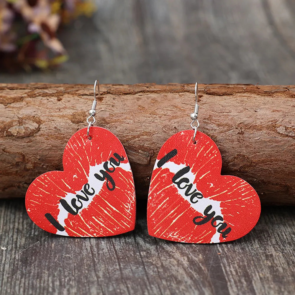 I LOVE YOU Heart Leather Earrings – image 2 | Lilixa Trending Jewelry