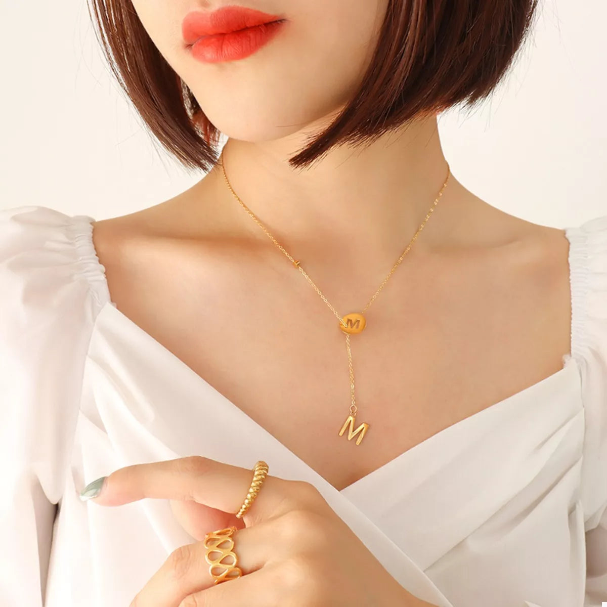 18K Gold-Plated Titanium Steel Letter Pendant Necklace – image 1 | Lilixa Trending Jewelry