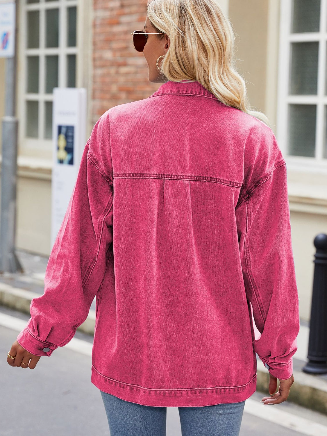 Women's Button Up Denim Jacket with Pockets