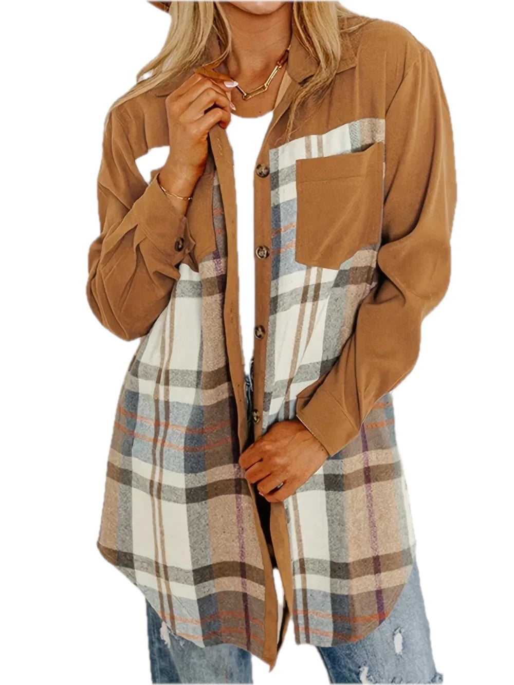 Plaid Collared Jacket in Caramel