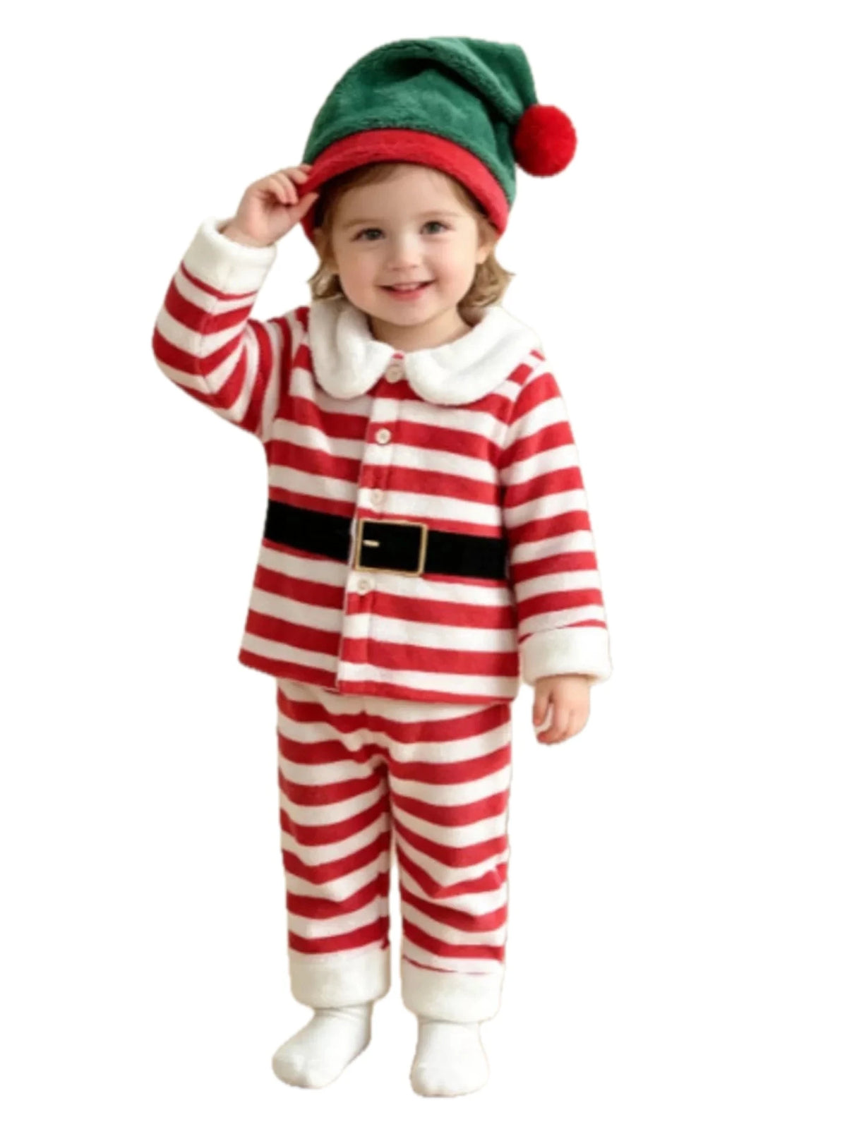 Children's Christmas Striped Pajama Set