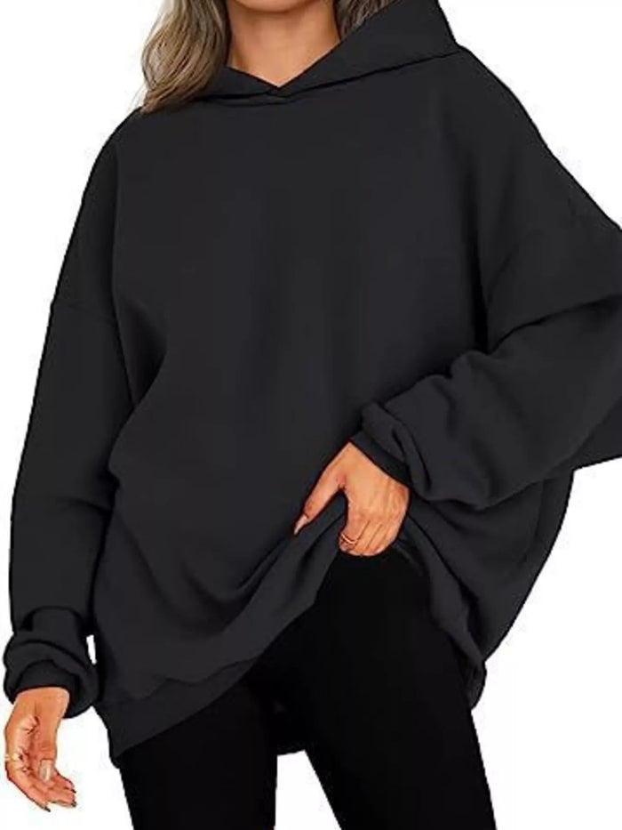 Drop Shoulder Long Sleeve Hoodie for Women