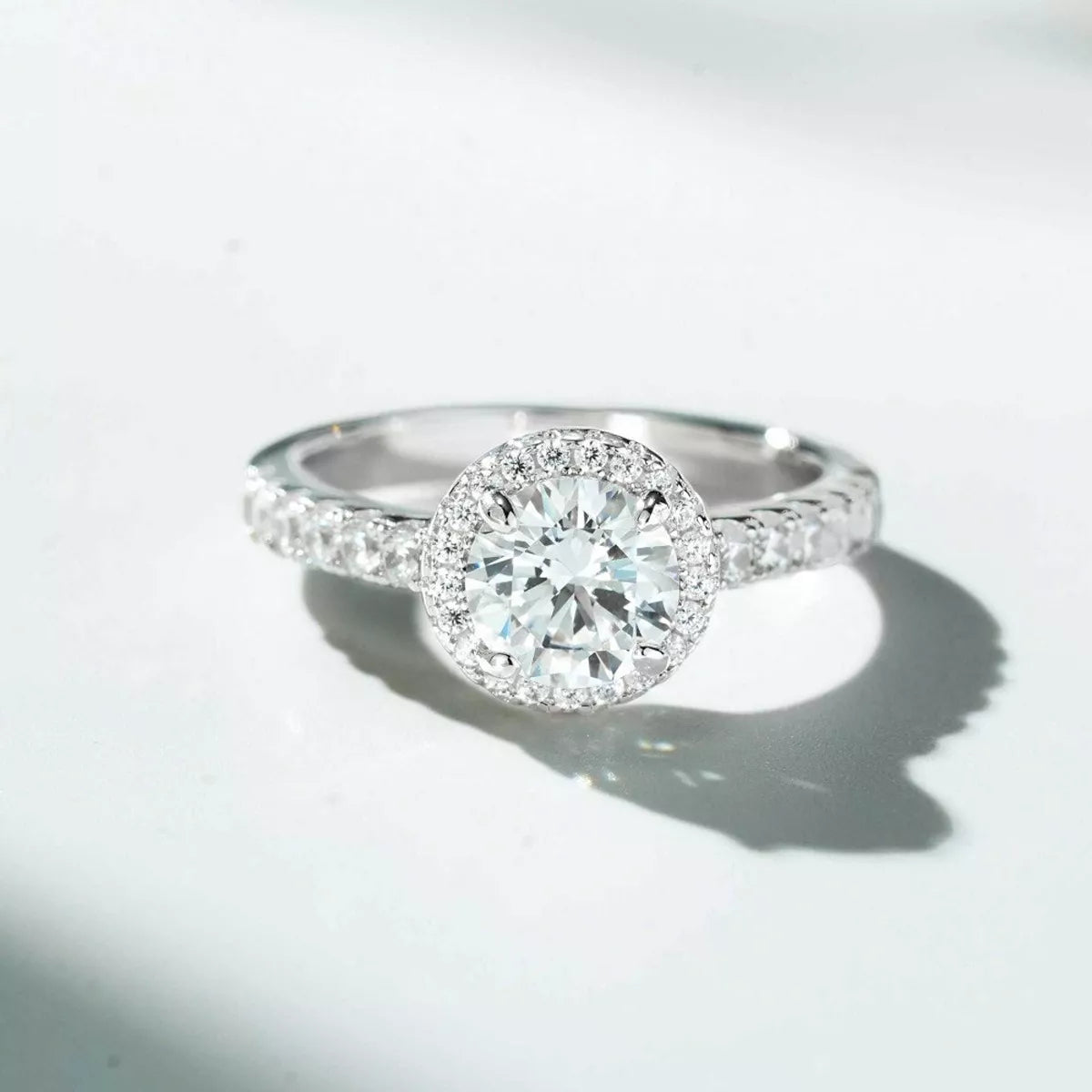 Pave Band 1 Carat 925 Sterling Silver Moissanite Ring for Women