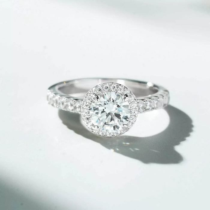Pave Band 1 Carat 925 Sterling Silver Moissanite Ring for Women