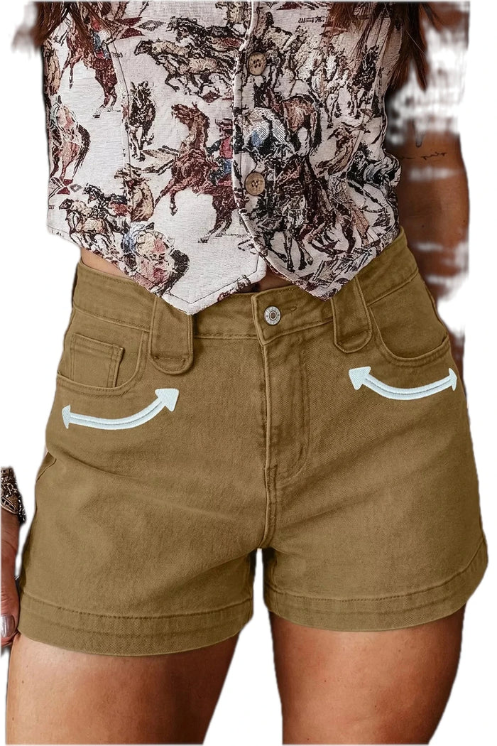 Western Arrow Detail Denim Shorts