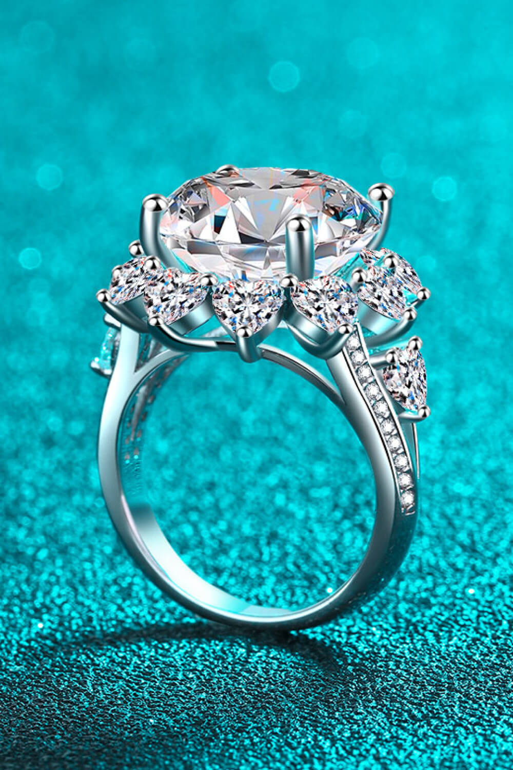 10 Carat Moissanite Flower-Shaped Ring for Women