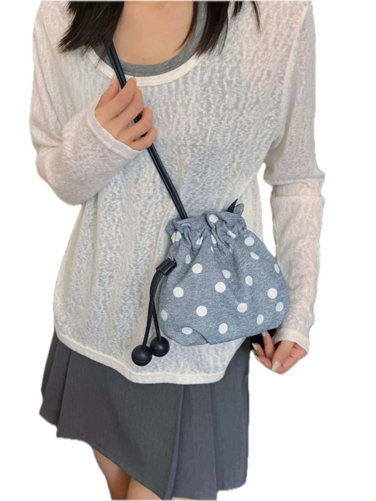 Polka Dot Drawstring Crossbody Bag