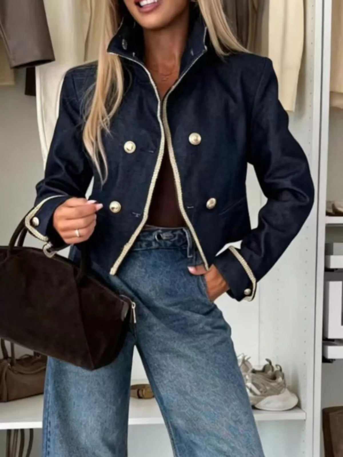 Double-Breasted Cropped Jacket