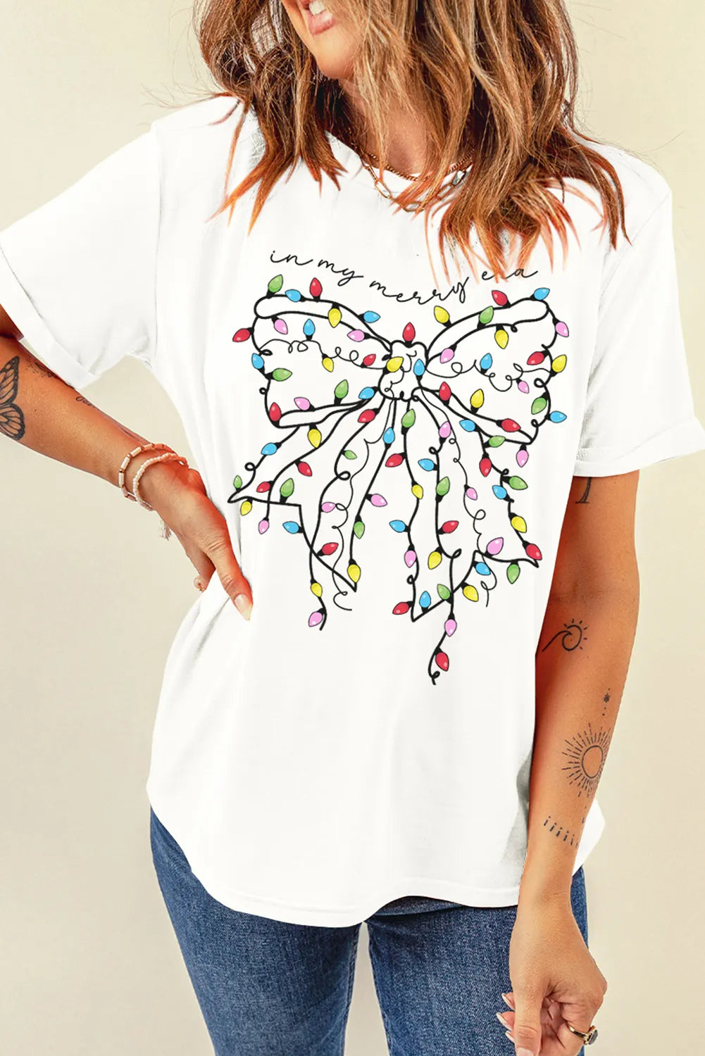 Bow Crew Neck Short Sleeve T-Shirt