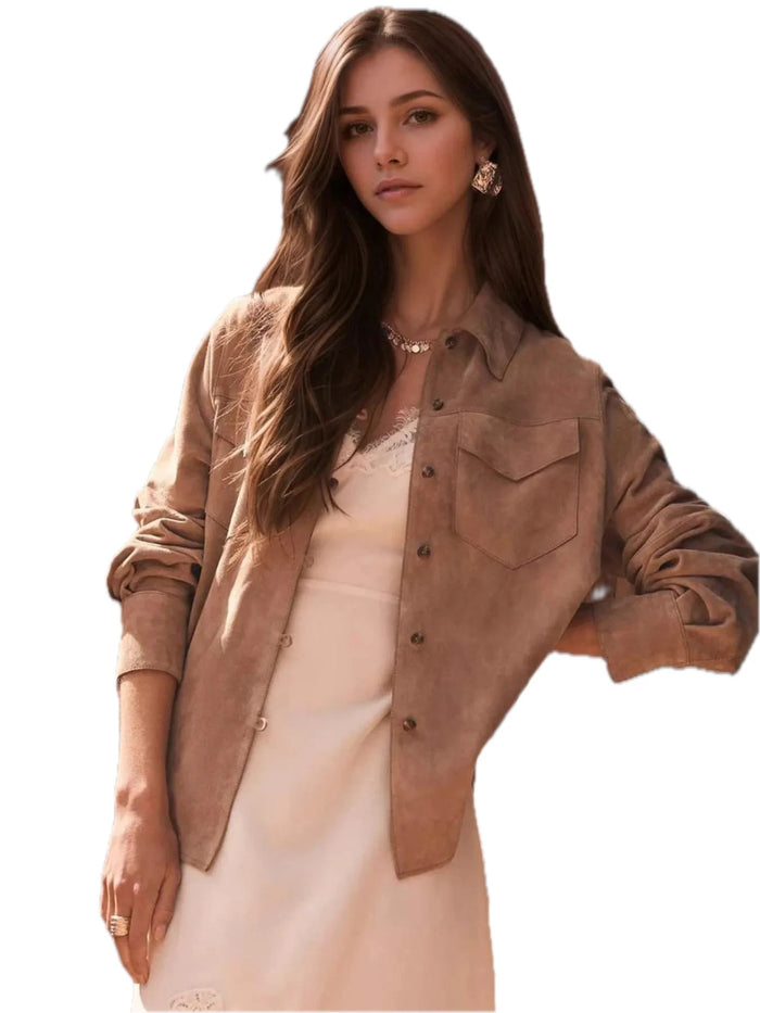 Button Front Long Sleeve Jacket for Women