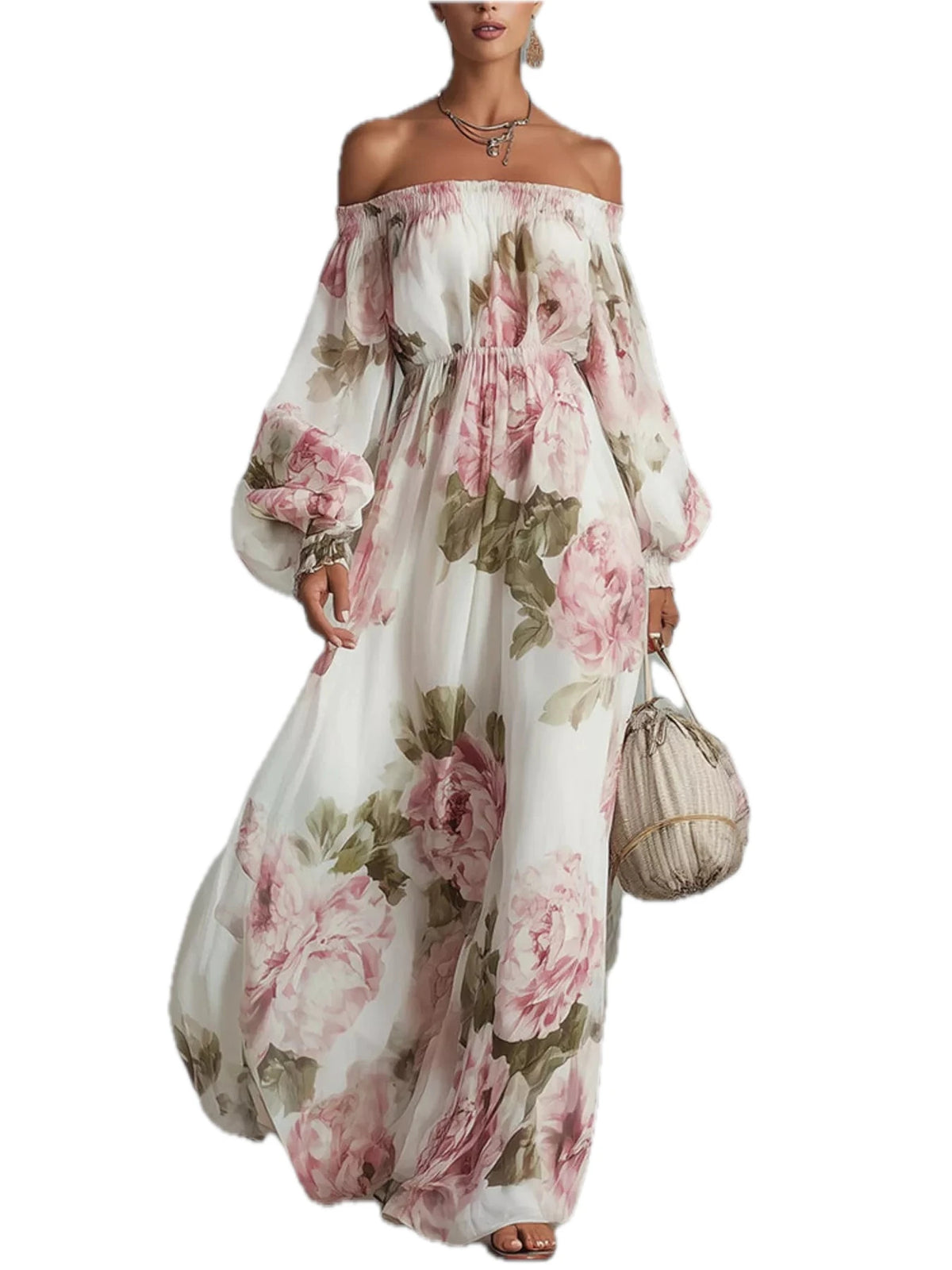 Floral Off Shoulder Maxi Dress