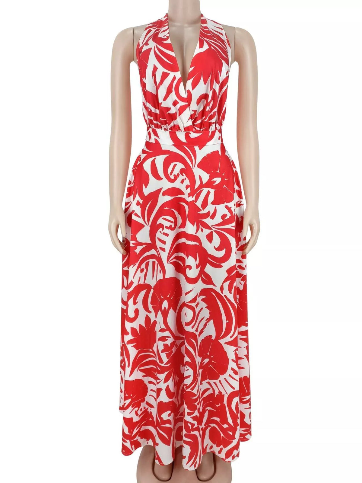 Backless Printed Maxi Dress