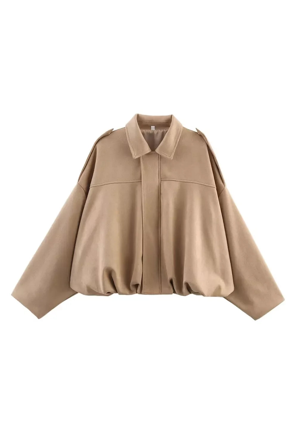 Collared Neck Dropped Shoulder Jacket for Women
