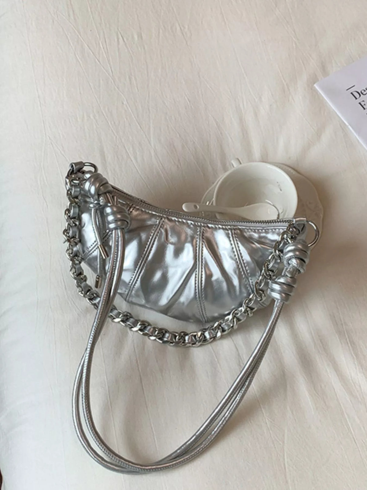 Ruched Crescent Crossbody Bag