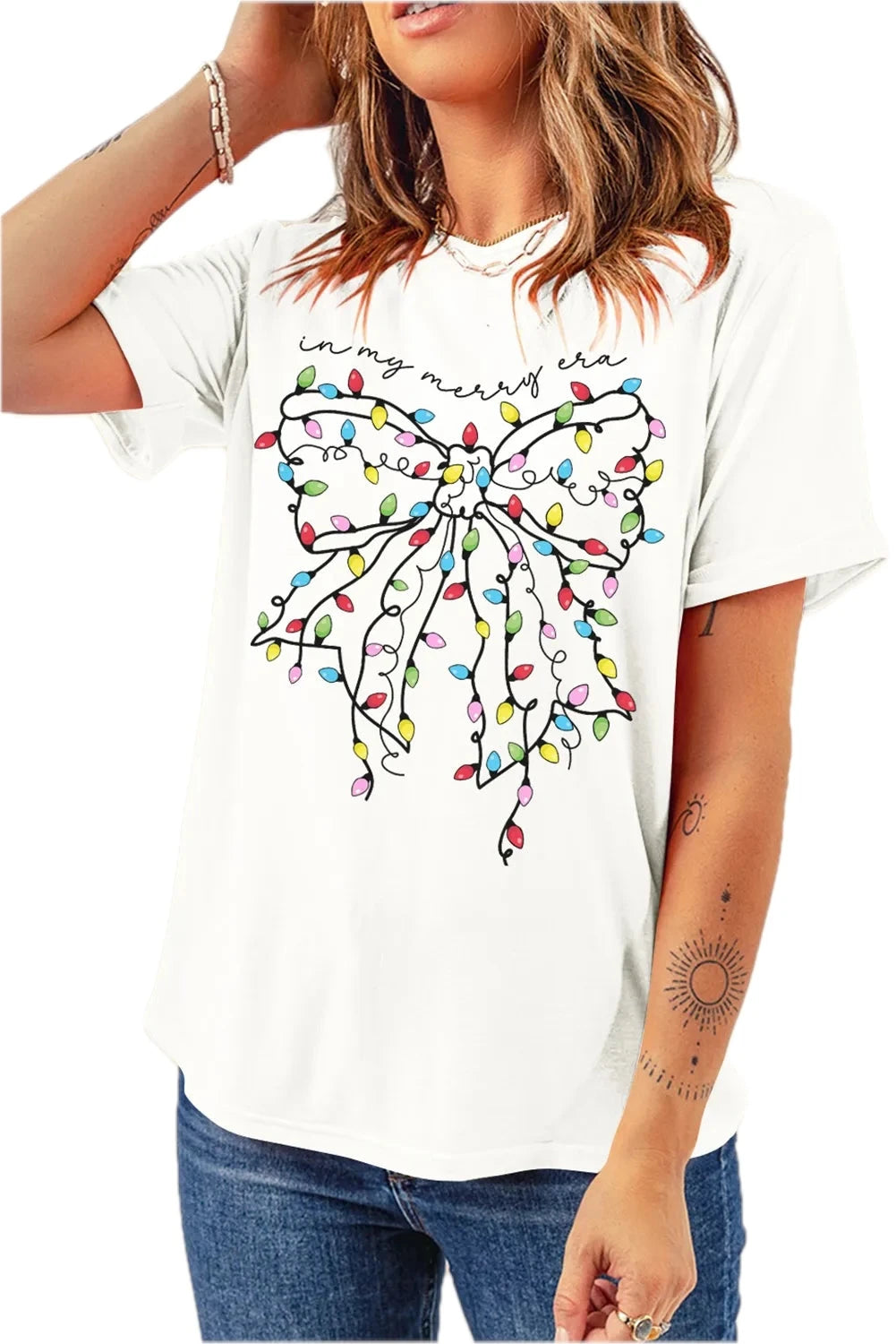 Bow Crew Neck Short Sleeve T-Shirt