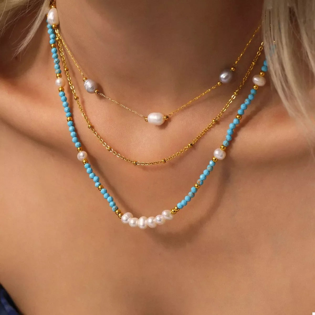 Turquoise Pearl Beaded Necklace – image 7 | Lilixa Trending Jewelry